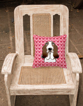Load image into Gallery viewer, Basset Hound Hearts Fabric Decorative Pillow BB5313PW1818