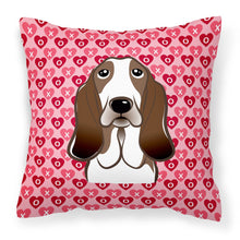 Load image into Gallery viewer, Basset Hound Hearts Fabric Decorative Pillow BB5313PW1818