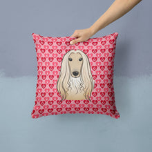 Load image into Gallery viewer, Afghan Hound Hearts Throw Pillow - 14x14 Decorative Pillow – Art for Your Home &amp; Patio BB5314PW1414