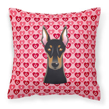 Load image into Gallery viewer, Doberman Pinscher Hearts Fabric Decorative Pillow BB5315PW1818