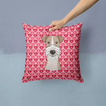 Load image into Gallery viewer, Wire Haired Fox Terrier Hearts Throw Pillow - 14x14 Decorative Pillow – Art for Your Home &amp; Patio BB5317PW1414