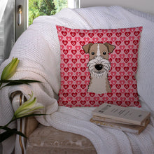 Load image into Gallery viewer, Wire Haired Fox Terrier Hearts Throw Pillow - 14x14 Decorative Pillow – Art for Your Home &amp; Patio BB5317PW1414