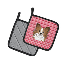 Load image into Gallery viewer, Papillon Hearts Pot Holders - Set of 2 - Heat-Resistant Kitchen Essentials BB5318PTHD