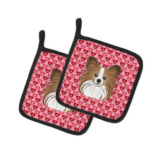 Load image into Gallery viewer, Papillon Hearts Pot Holders - Set of 2 - Heat-Resistant Kitchen Essentials BB5318PTHD