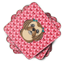 Load image into Gallery viewer, Chocolate Brown Shih Tzu Hearts Foam Coaster  BB5319FC