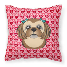Load image into Gallery viewer, Chocolate Brown Shih Tzu Hearts Fabric Decorative Pillow BB5319PW1818