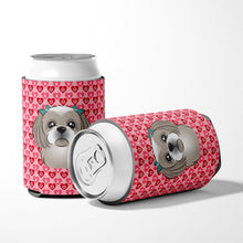 Load image into Gallery viewer, Gray Silver Shih Tzu Hearts Can or Bottle Hugger BB5320CC