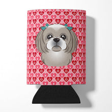 Load image into Gallery viewer, Gray Silver Shih Tzu Hearts Can or Bottle Hugger BB5320CC