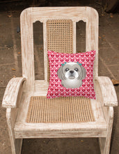 Load image into Gallery viewer, Gray Silver Shih Tzu Hearts Fabric Decorative Pillow BB5320PW1818