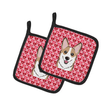 Load image into Gallery viewer, Sable Corgi Hearts Pot Holders - Set of 2 - Heat-Resistant Kitchen Essentials BB5323PTHD