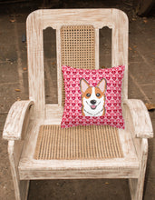 Load image into Gallery viewer, Red Corgi Hearts Fabric Decorative Pillow BB5324PW1818