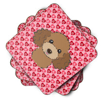 Load image into Gallery viewer, Chocolate Brown Poodle Hearts Foam Coaster  BB5326FC