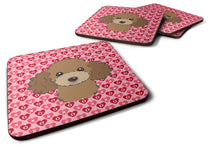 Load image into Gallery viewer, Chocolate Brown Poodle Hearts Foam Coaster  BB5326FC