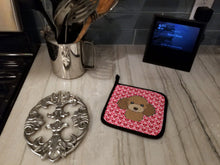 Load image into Gallery viewer, Chocolate Brown Poodle Hearts Pot Holders - Set of 2 - Heat-Resistant Kitchen Essentials BB5326PTHD