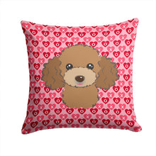Load image into Gallery viewer, Chocolate Brown Poodle Hearts Throw Pillow - 14x14 Decorative Pillow – Art for Your Home &amp; Patio BB5326PW1414