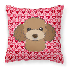 Load image into Gallery viewer, Chocolate Brown Poodle Hearts Fabric Decorative Pillow BB5326PW1818