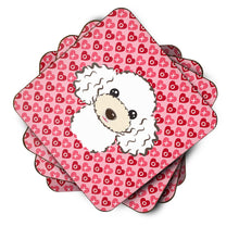 Load image into Gallery viewer, White Poodle Hearts Foam Coaster  BB5327FC