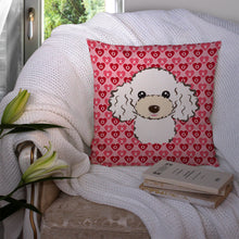 Load image into Gallery viewer, White Poodle Hearts Throw Pillow - 14x14 Decorative Pillow – Art for Your Home &amp; Patio BB5327PW1414