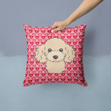 Load image into Gallery viewer, Buff Poodle Hearts Throw Pillow - 14x14 Decorative Pillow – Art for Your Home &amp; Patio BB5328PW1414