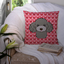 Load image into Gallery viewer, Silver Gray Poodle Hearts Throw Pillow - 14x14 Decorative Pillow – Art for Your Home &amp; Patio BB5329PW1414
