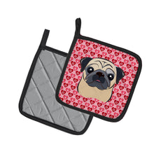 Load image into Gallery viewer, Fawn Pug Hearts Pot Holders - Set of 2 - Heat-Resistant Kitchen Essentials BB5332PTHD