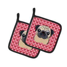 Load image into Gallery viewer, Fawn Pug Hearts Pot Holders - Set of 2 - Heat-Resistant Kitchen Essentials BB5332PTHD