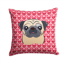 Load image into Gallery viewer, Fawn Pug Hearts Throw Pillow - 14x14 Decorative Pillow – Art for Your Home &amp; Patio BB5332PW1414