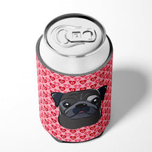 Load image into Gallery viewer, Black Pug Hearts Can or Bottle Hugger BB5333CC