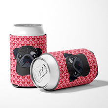 Load image into Gallery viewer, Black Pug Hearts Can or Bottle Hugger BB5333CC