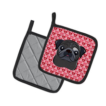 Load image into Gallery viewer, Black Pug Hearts Pot Holders - Set of 2 - Heat-Resistant Kitchen Essentials BB5333PTHD