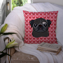 Load image into Gallery viewer, Black Pug Hearts Throw Pillow - 14x14 Decorative Pillow – Art for Your Home &amp; Patio BB5333PW1414