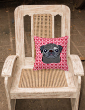 Load image into Gallery viewer, Black Pug Hearts Fabric Decorative Pillow BB5333PW1818