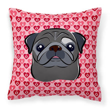 Load image into Gallery viewer, Black Pug Hearts Fabric Decorative Pillow BB5333PW1818