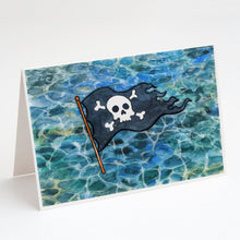 Load image into Gallery viewer, Pirate Flag Greeting Cards -  Blank Note Cards – 8-Pack of Artist-Designed Cards with Envelopes