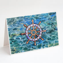Load image into Gallery viewer, Steering Wheel Helm Greeting Cards -  Blank Note Cards – 8-Pack of Artist-Designed Cards with Envelopes
