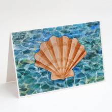 Load image into Gallery viewer, Scallop Shell and Water Greeting Cards -  Blank Note Cards – 8-Pack of Artist-Designed Cards with Envelopes
