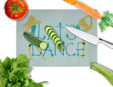 Load image into Gallery viewer, Let's Dance Linen Teal Glass Cutting Boards – Durable, Decorative Kitchen Art Large BB5374LCB