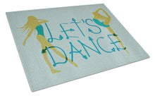 Load image into Gallery viewer, Let's Dance Linen Teal Glass Cutting Boards – Durable, Decorative Kitchen Art Large BB5374LCB
