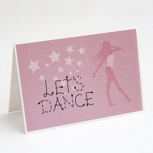 Load image into Gallery viewer, Let's Dance Linen Pink Greeting Cards -  Blank Note Cards – 8-Pack of Artist-Designed Cards with Envelopes