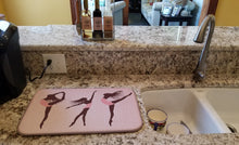 Load image into Gallery viewer, Dancers Linen Pink Dish Drying Mat – Absorbent, Artistic Kitchen Essentials BB5377DDM