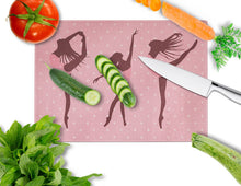 Load image into Gallery viewer, Dancers Linen Pink Polkadots Glass Cutting Boards – Durable, Decorative Kitchen Art Large BB5378LCB