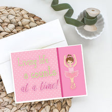 Load image into Gallery viewer, Ballet in 8 Counts Brunette Greeting Cards -  Blank Note Cards – 8-Pack of Artist-Designed Cards with Envelopes