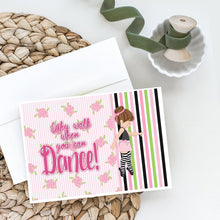 Load image into Gallery viewer, Ballet Dance Stripes Brunette Greeting Cards -  Blank Note Cards – 8-Pack of Artist-Designed Cards with Envelopes