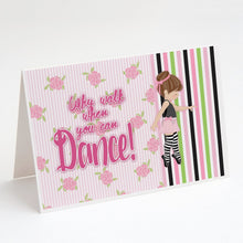 Load image into Gallery viewer, Ballet Dance Stripes Brunette Greeting Cards -  Blank Note Cards – 8-Pack of Artist-Designed Cards with Envelopes