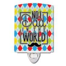 Load image into Gallery viewer, No 1 Dad in the World Argyle Ceramic Night Light BB5441CNL
