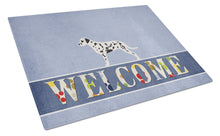 Load image into Gallery viewer, Dalmatian Welcome Glass Cutting Boards – Durable, Decorative Kitchen Art Large BB5487LCB