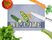 Load image into Gallery viewer, Bloodhound Welcome Glass Cutting Boards – Durable, Decorative Kitchen Art Large BB5488LCB
