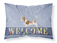 Load image into Gallery viewer, Basset Hound Welcome Fabric Standard Pillowcase – Artistic Decorative Front, White Back BB5506PILLOWCASE