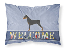 Load image into Gallery viewer, German Pinscher Welcome Fabric Standard Pillowcase – Artistic Decorative Front, White Back BB5517PILLOWCASE
