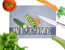 Load image into Gallery viewer, Collie Welcome Glass Cutting Boards – Durable, Decorative Kitchen Art Large BB5520LCB